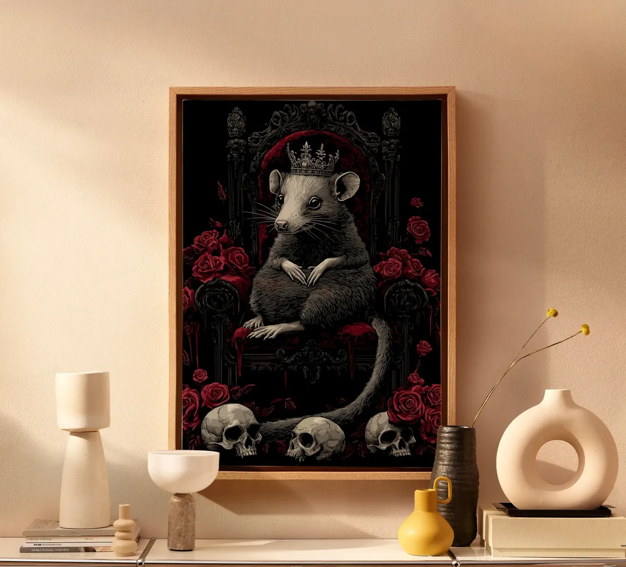 Possum with crown on throne canvas by pixelbull - medieval art and more