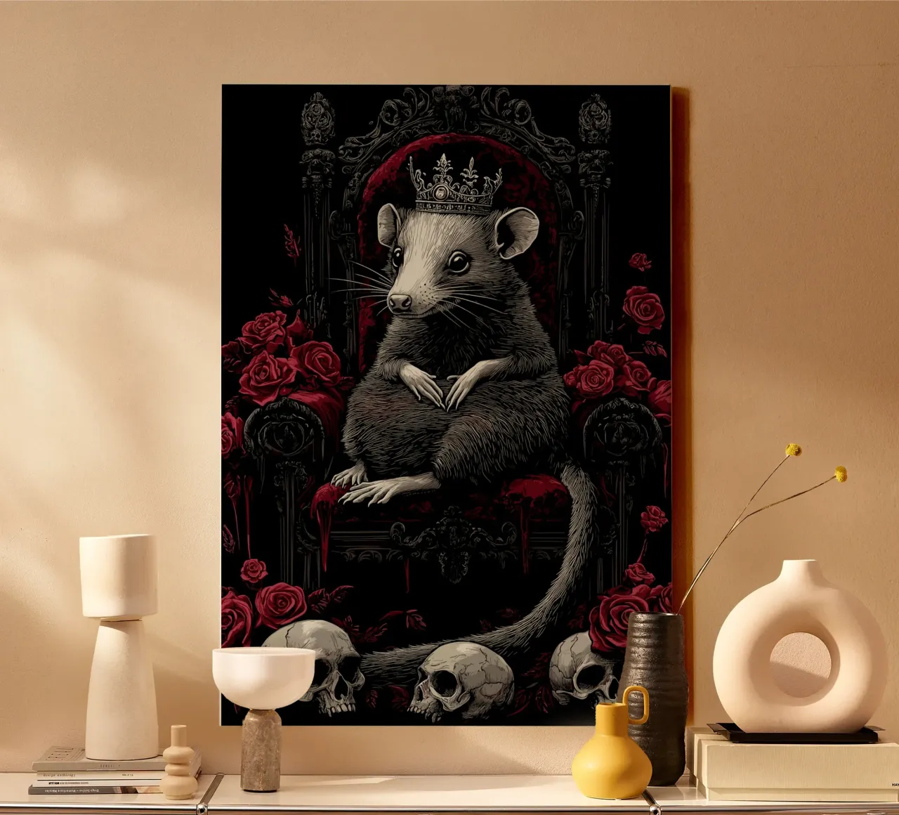 Possum with crown on throne canvas by pixelbull - medieval art and more