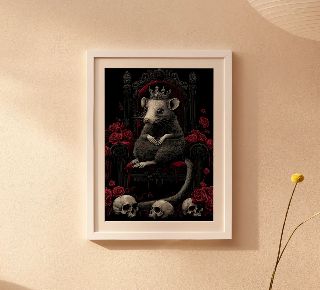 Opossum con corona in trono carta hahnemühle da pixelbull - medieval art and more
