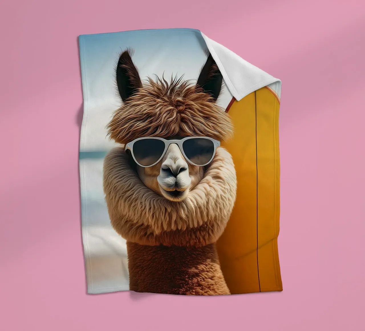 Cool Alpaca Surfer - Arte murale retro Beach Vibes coperta in pile da FlexiDesignsByK