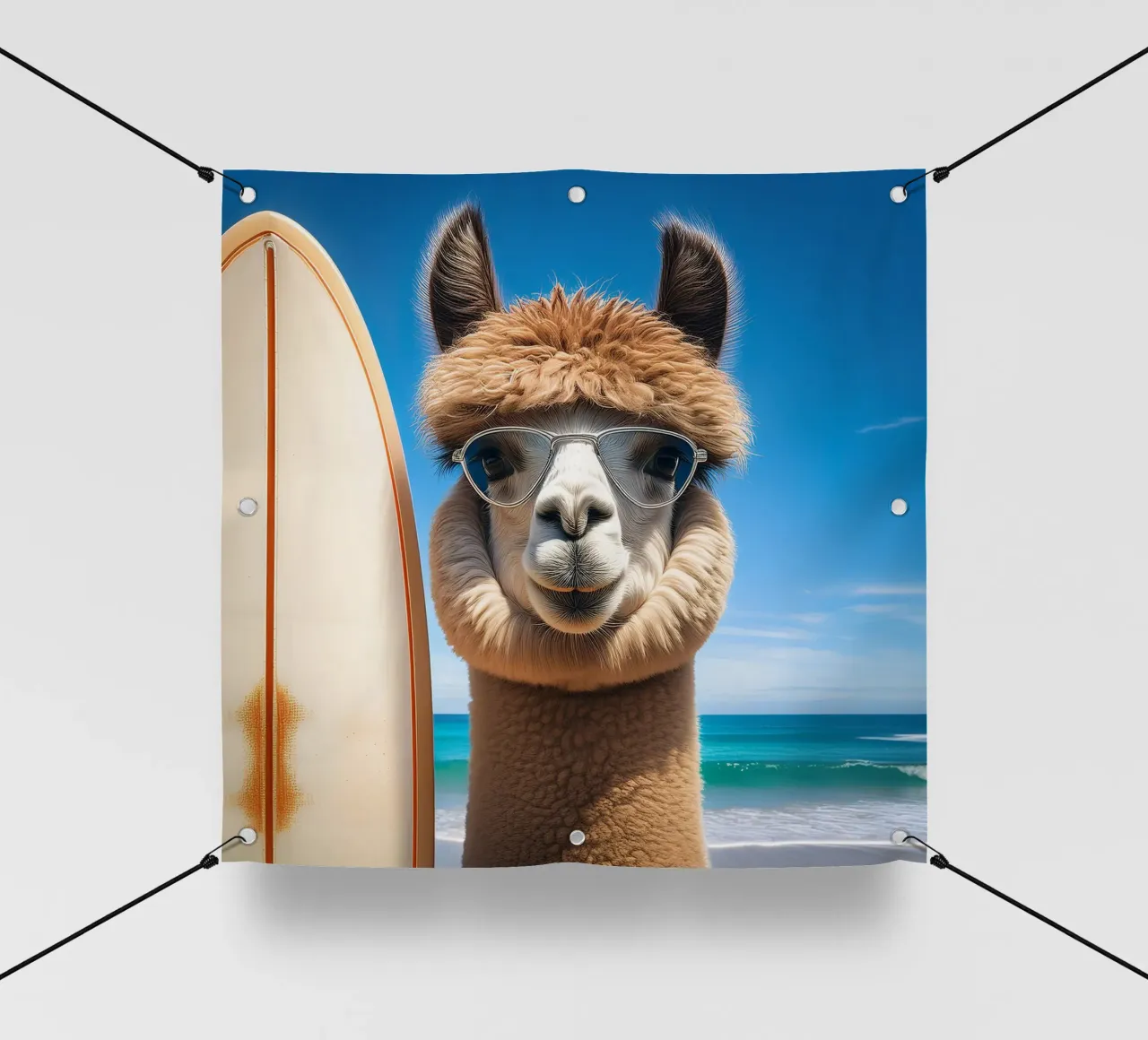 Stylish Llama Surfer – Coastal Cool Canvas Art pvc cover by FlexiDesignsByK