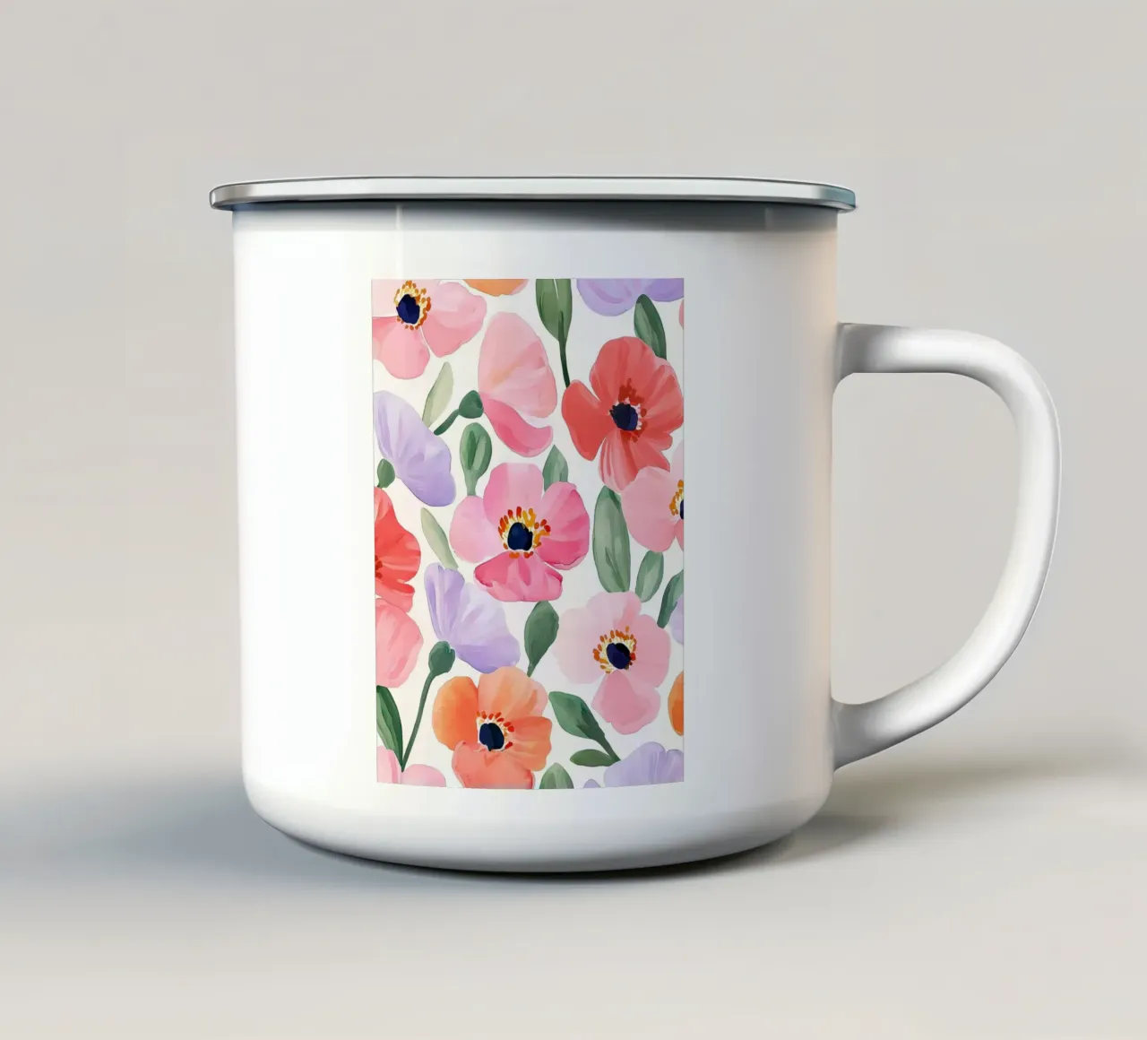 Boho Vintage Klaproos Bloemen Botanisch Abstract Bloemen Kunst emaille mok van Gentle Echoes Art