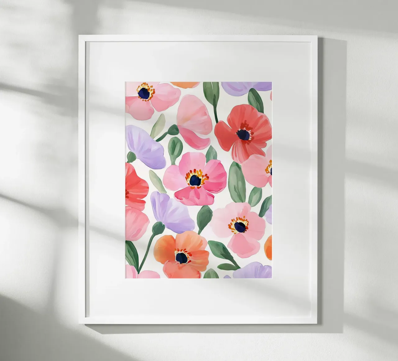 Boho Vintage Klaproos Bloemen Botanisch Abstract Bloemen Kunst poster met houten frame van Gentle Echoes Art