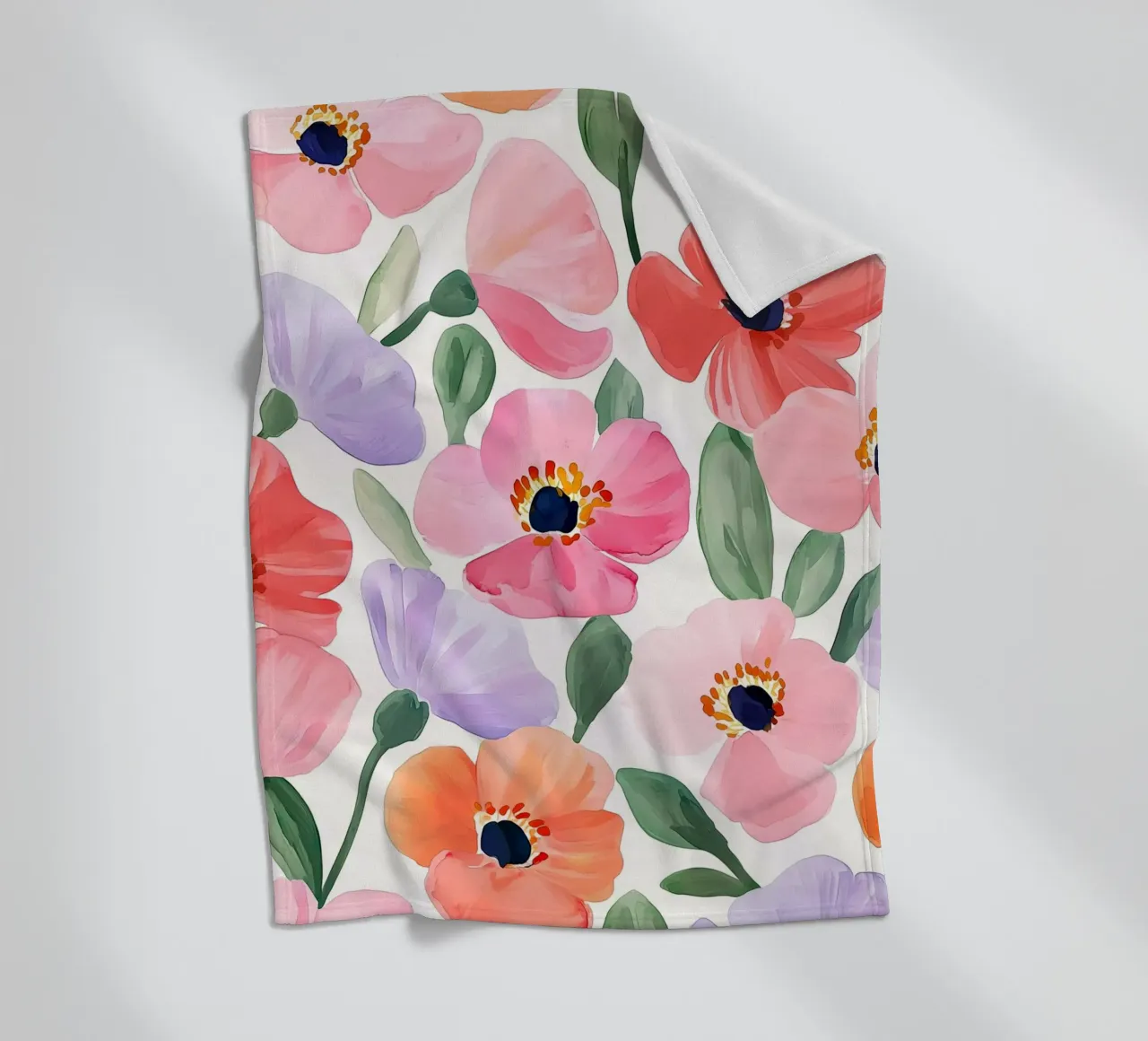 Boho Vintage Klaproos Bloemen Botanisch Abstract Bloemen Kunst fleecedeken van Gentle Echoes Art