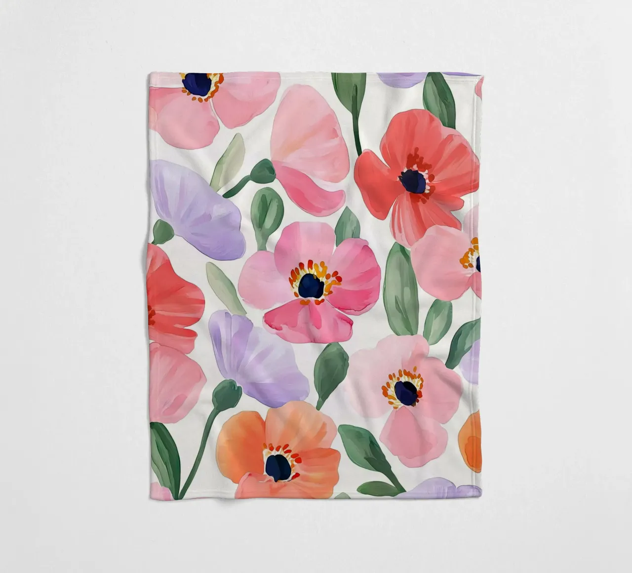 Boho Vintage Klaproos Bloemen Botanisch Abstract Bloemen Kunst fleecedeken van Gentle Echoes Art