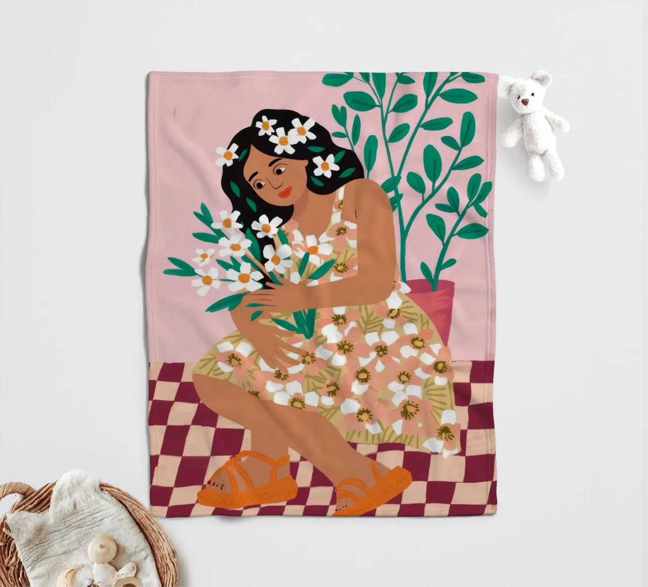 Floral Joy fleece blanket by Twilight Muse