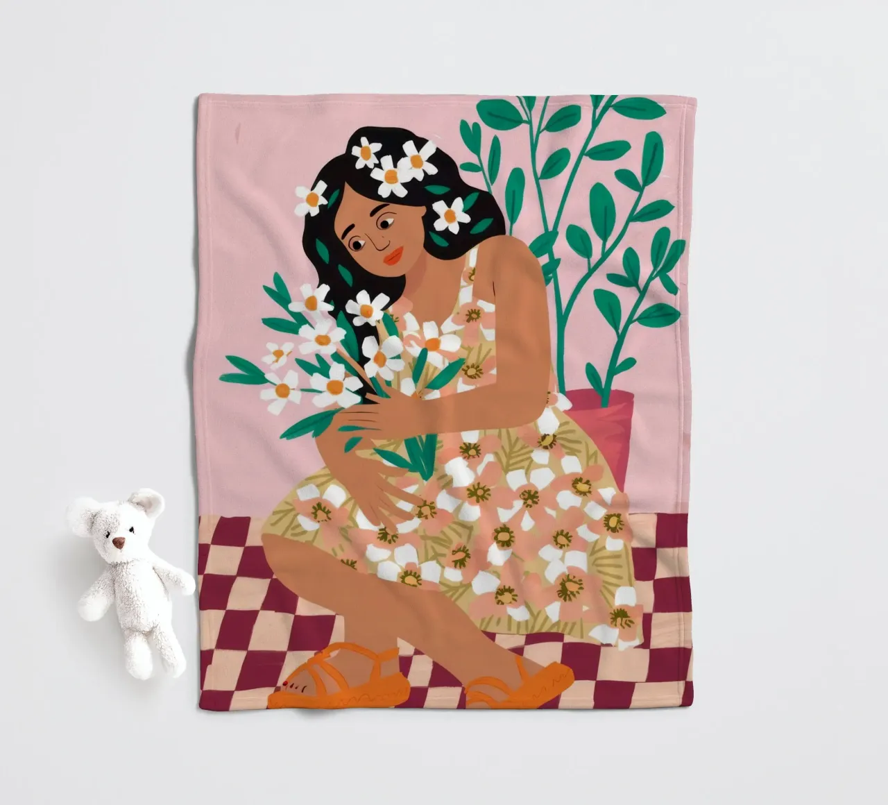 Floral Joy fleece blanket by Twilight Muse