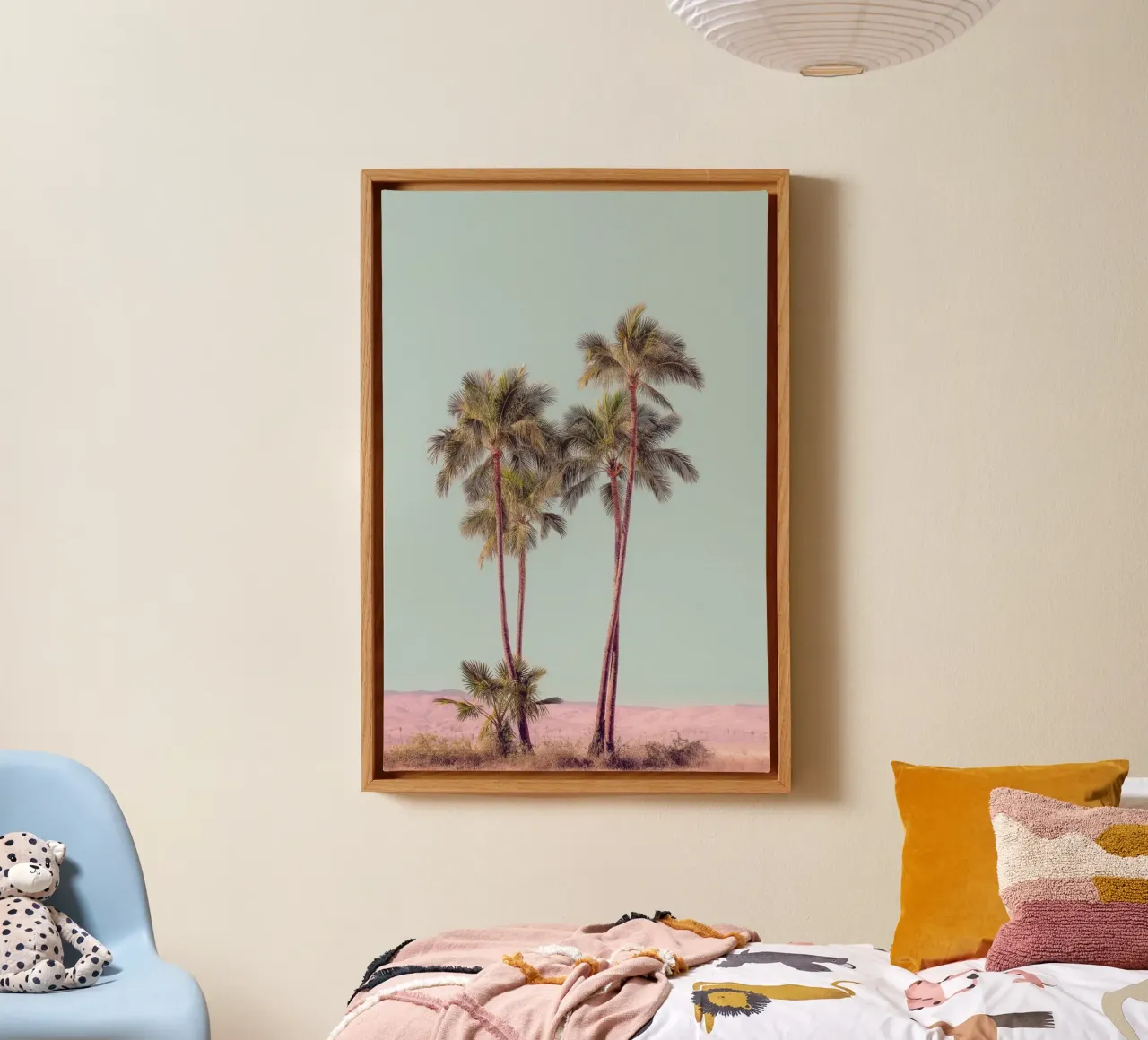 Palme in un paesaggio desertico tela con Cornice a cassetta da Indigo Tides Art