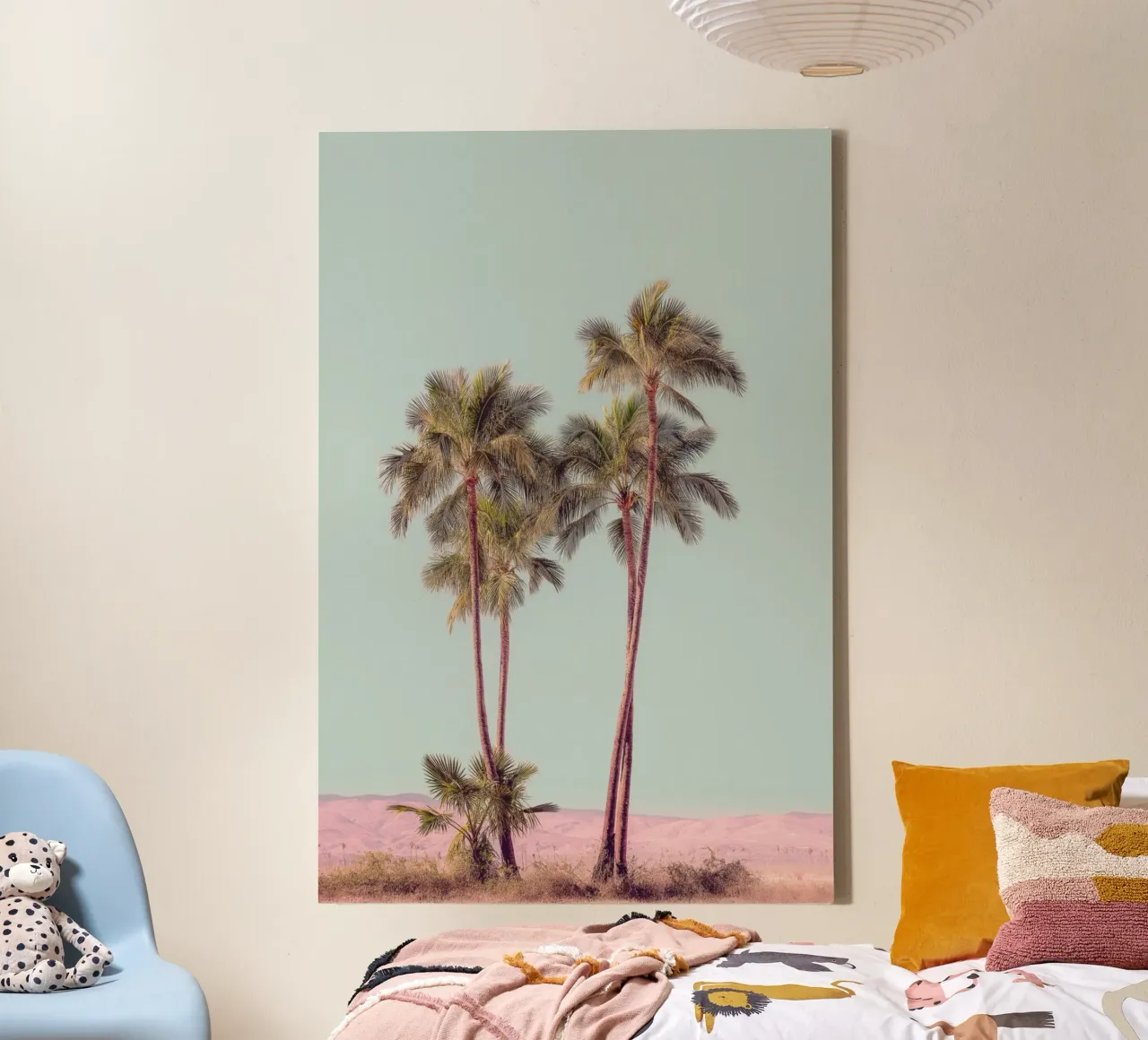 Palme in un paesaggio desertico tela con Cornice a cassetta da Indigo Tides Art