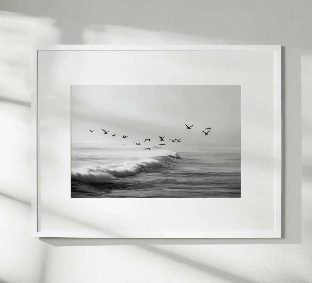 Zeemeeuwen over oceaangolven poster van Indigo Tides Art