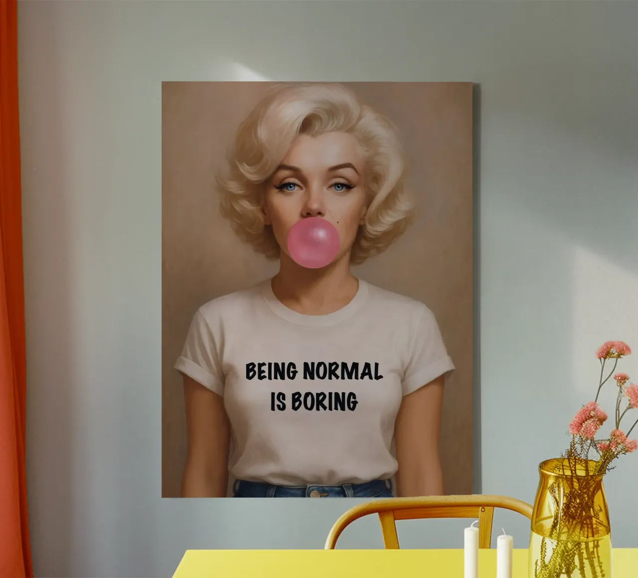 Marilyn Monroe: essere normale è noioso tela con Cornice a cassetta da ARTOMATIC