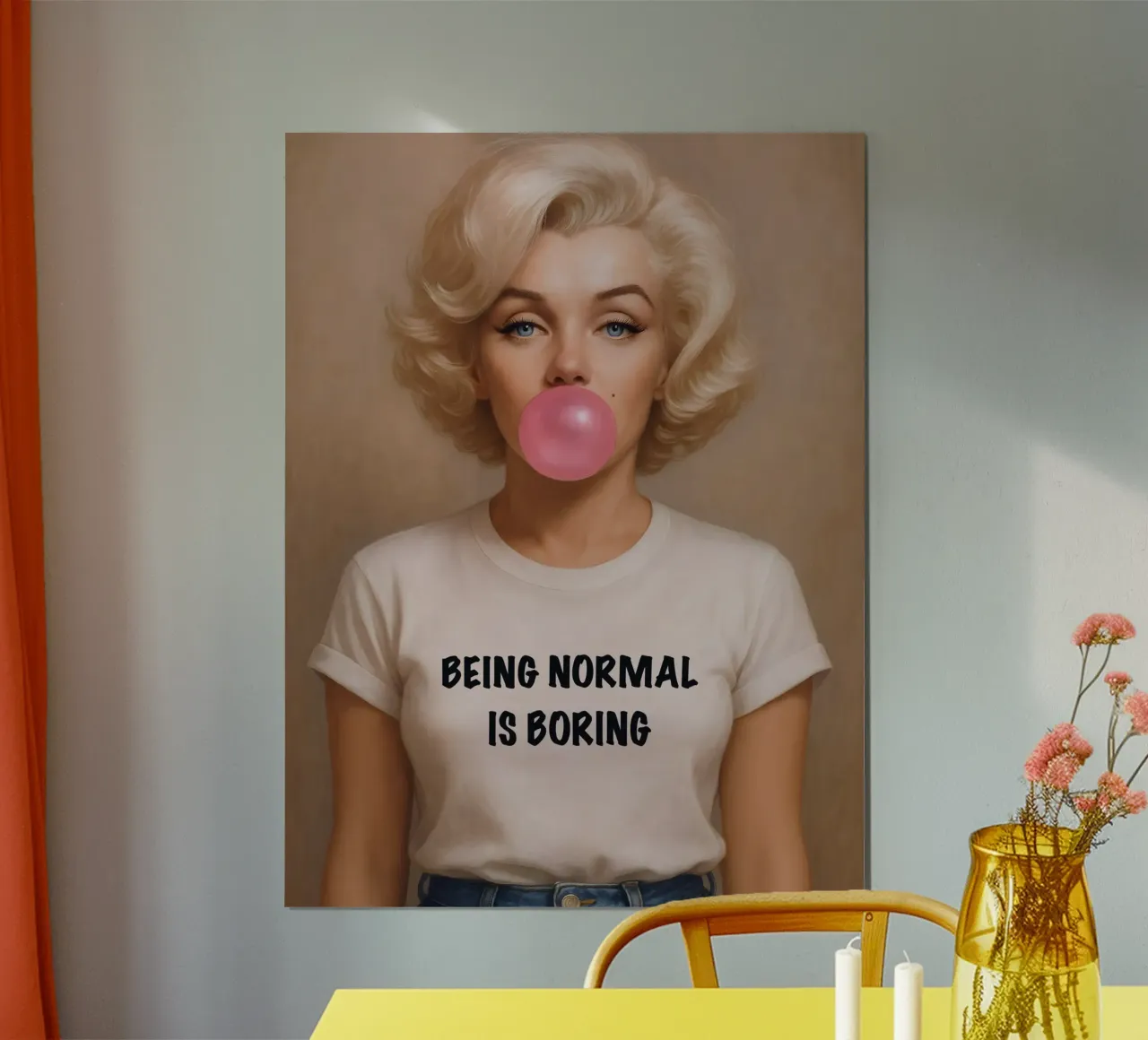 Marilyn Monroe normaal zijn is saai poster met houten frame van ARTOMATIC