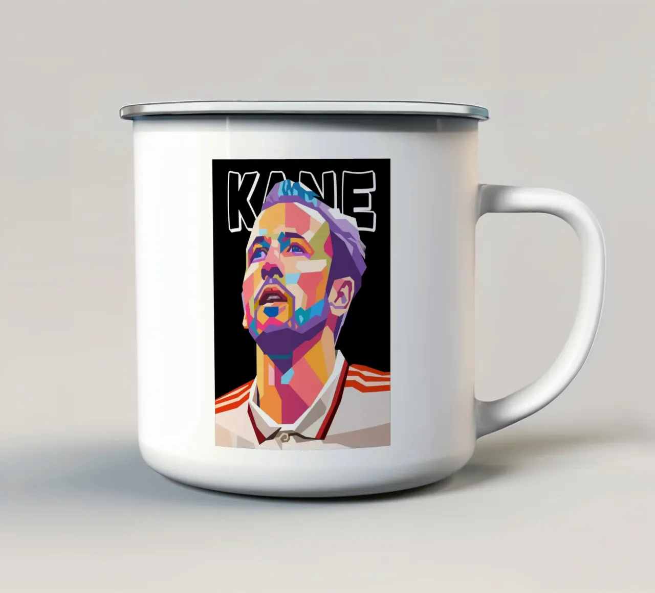 Harry Kane, giocatore di calcio simbolo tazza in smalto da Hantamrata