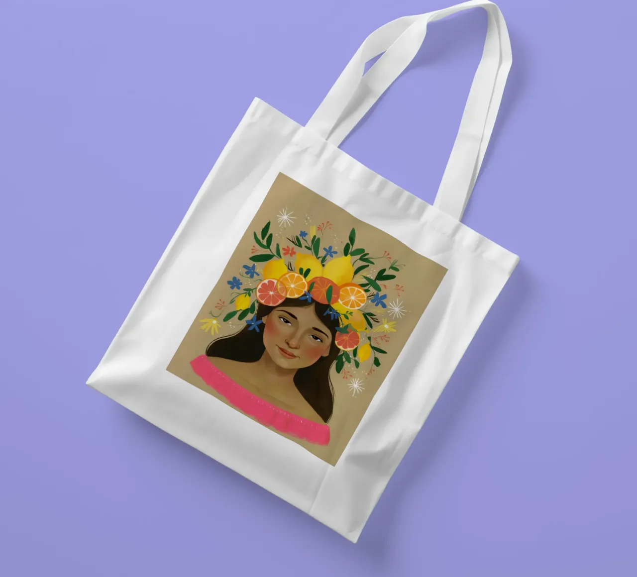 Floral Citrus Crown tote bag by Twilight Muse