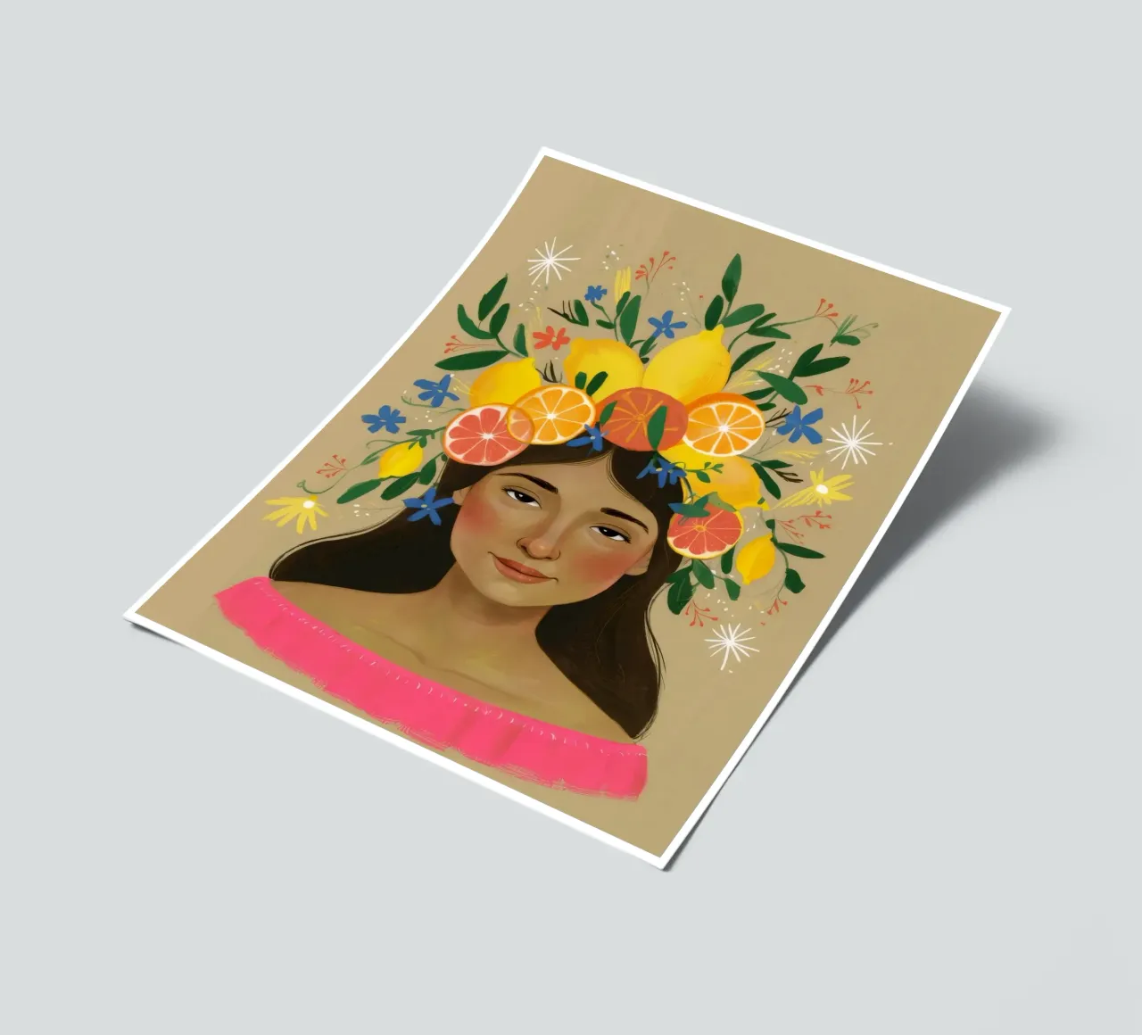 Floral Citrus Crown sticker sheet by Twilight Muse