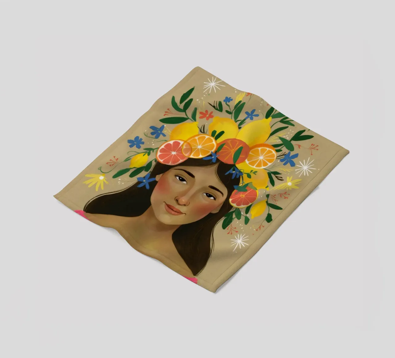 Blumige Zitruskrone Fleecedecke von Twilight Muse