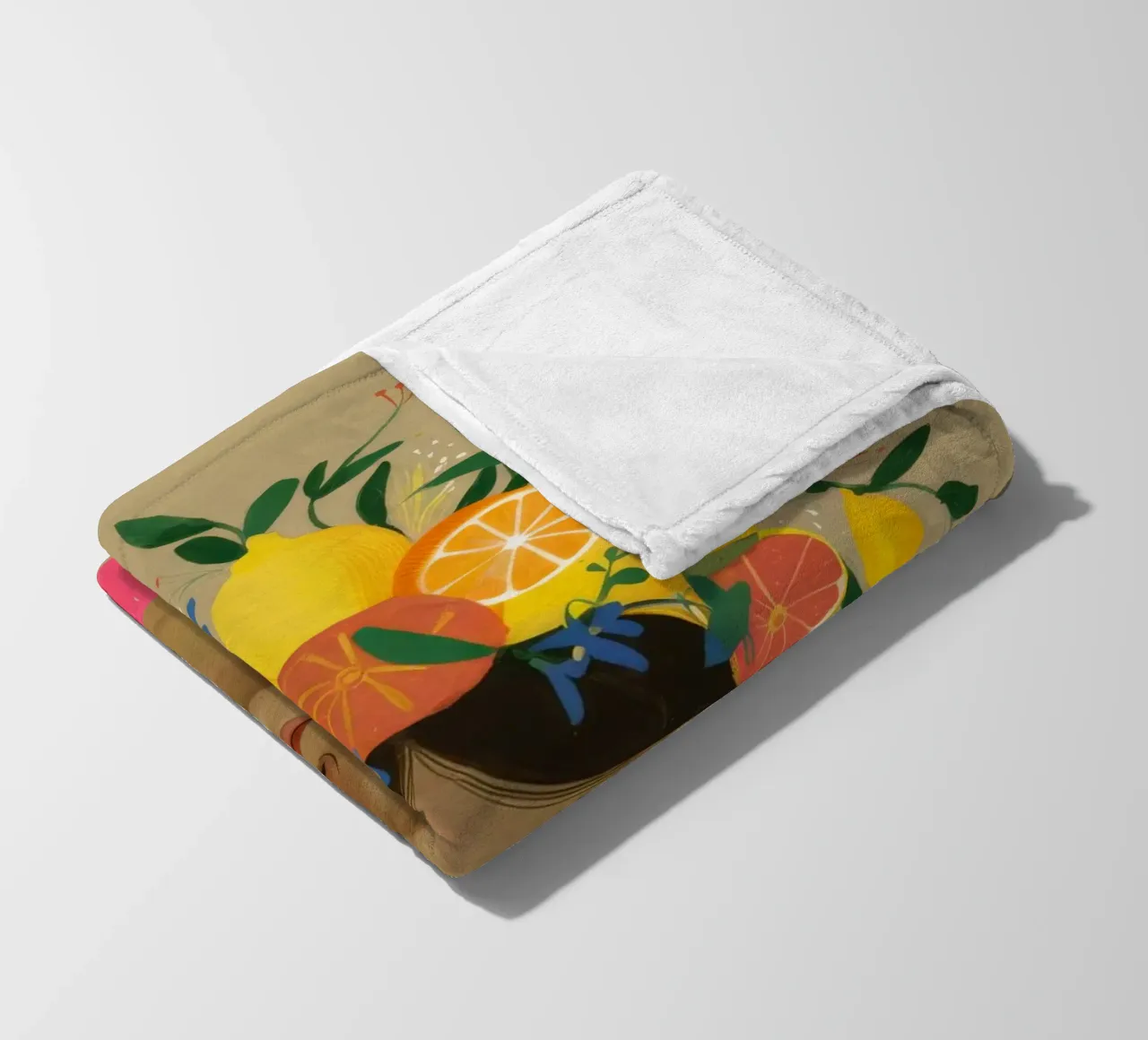 Blumige Zitruskrone Fleecedecke von Twilight Muse