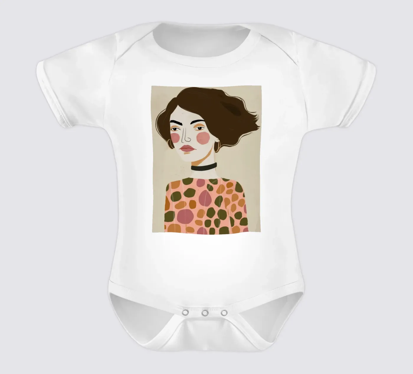 Retro Pattern Elegance short-sleeve baby romper by Twilight Muse