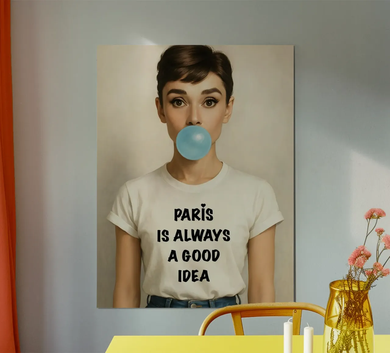 Audrey Hepburn Parigi è sempre una buona idea. poster con telaio in alluminio da ARTOMATIC