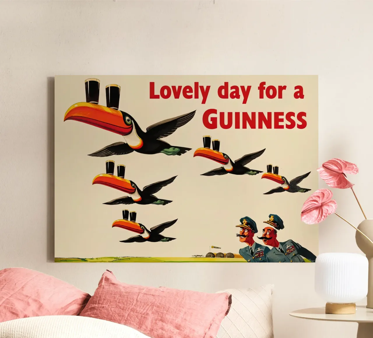uccelli volanti per la Guinness tela con Cornice a cassetta da Danielshop