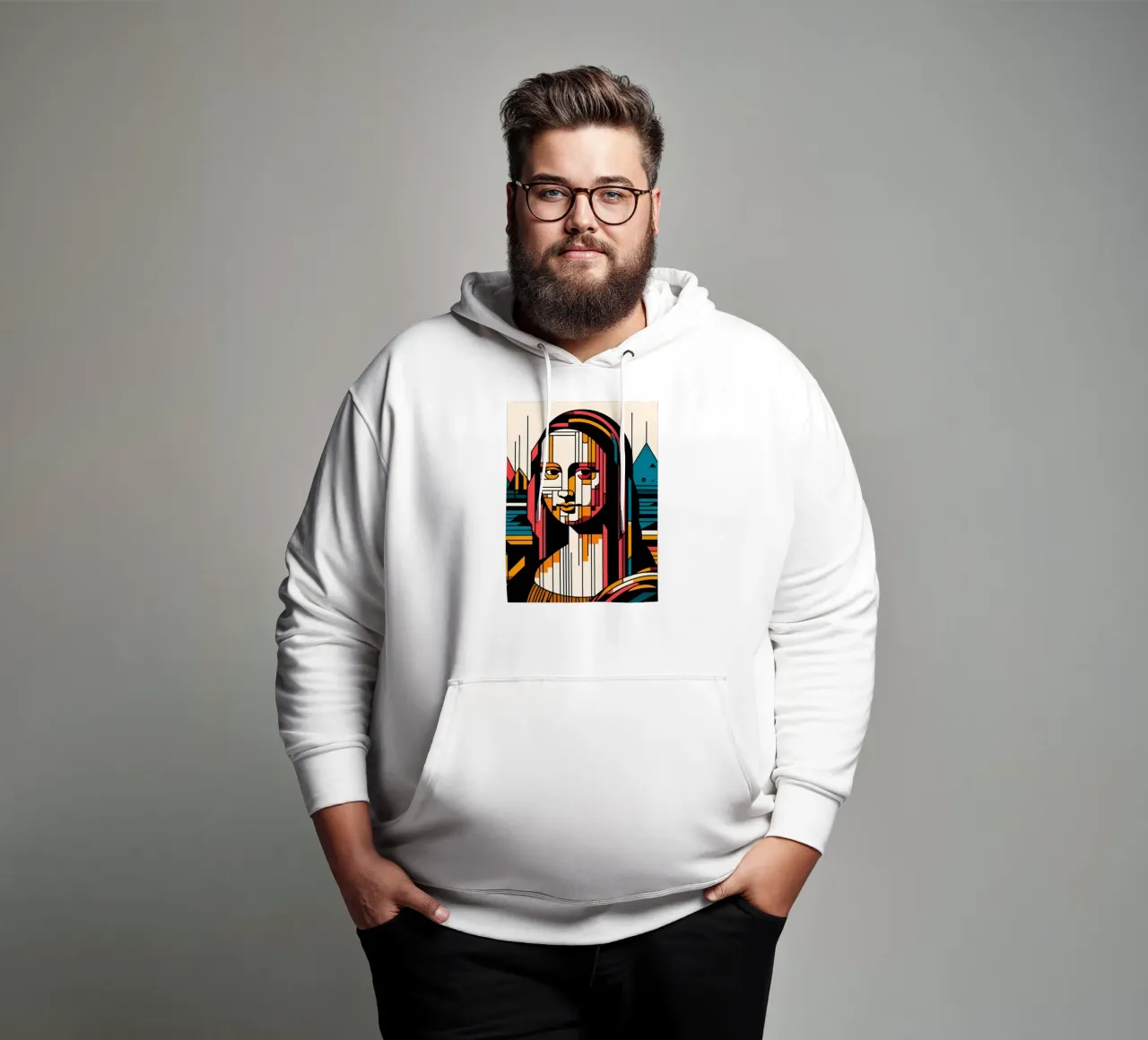 MONA LISA STILE BAUHAUS felpa con cappuccio da ARTOMATIC