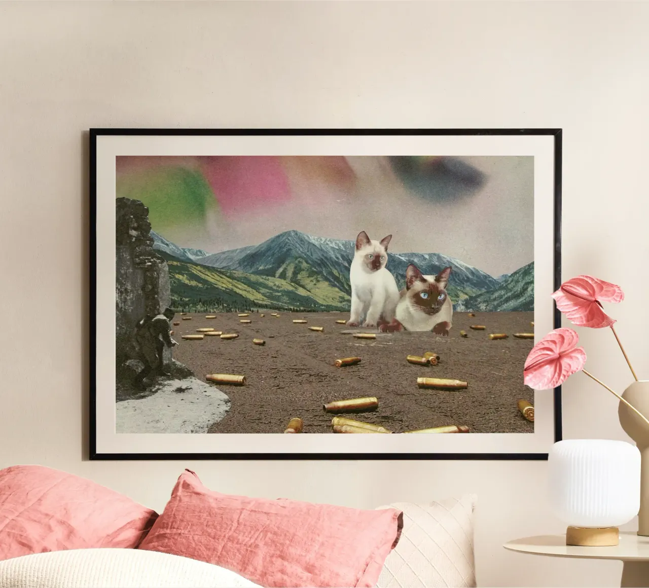 Big Cats of War poster con telaio in plastica da Jesse Treece