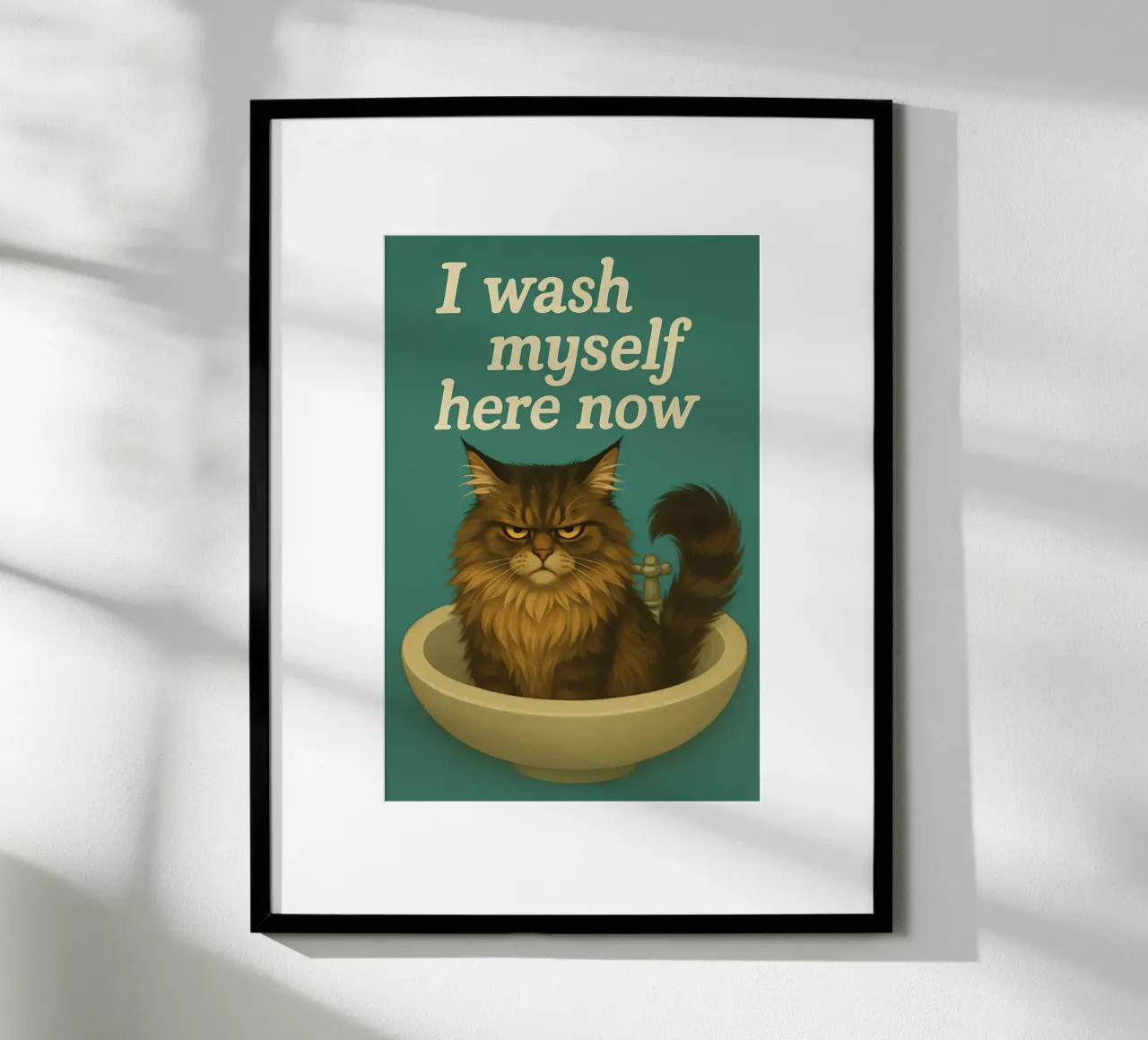 Funny Grumpy Maine Coon Cat Meme poster by Funny Humor Art