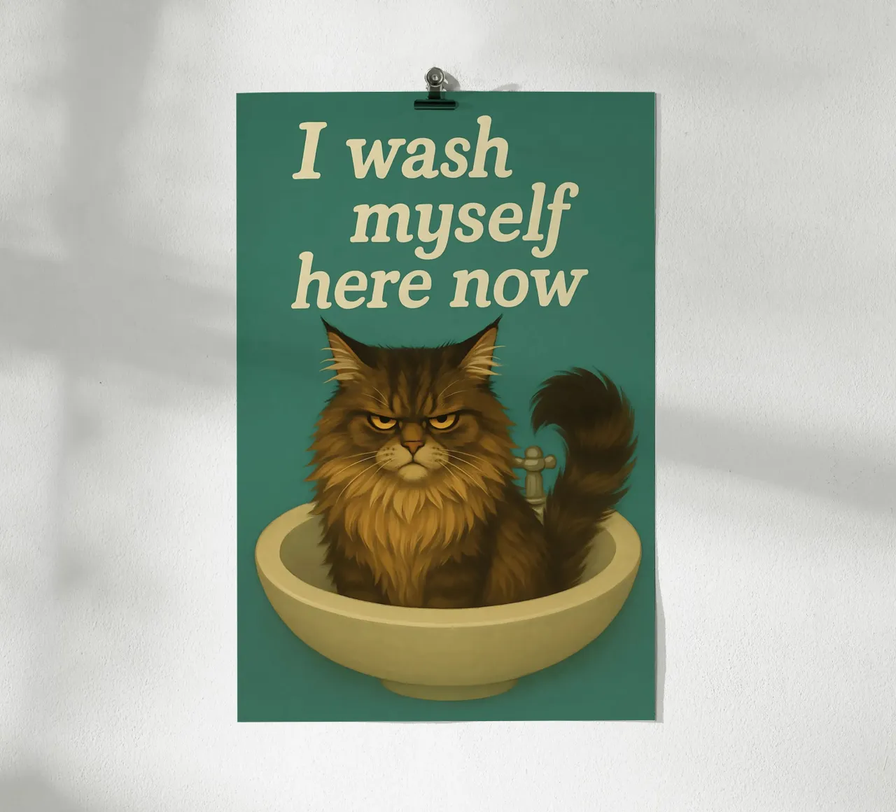 Funny Grumpy Maine Coon Cat Meme poster by Funny Humor Art