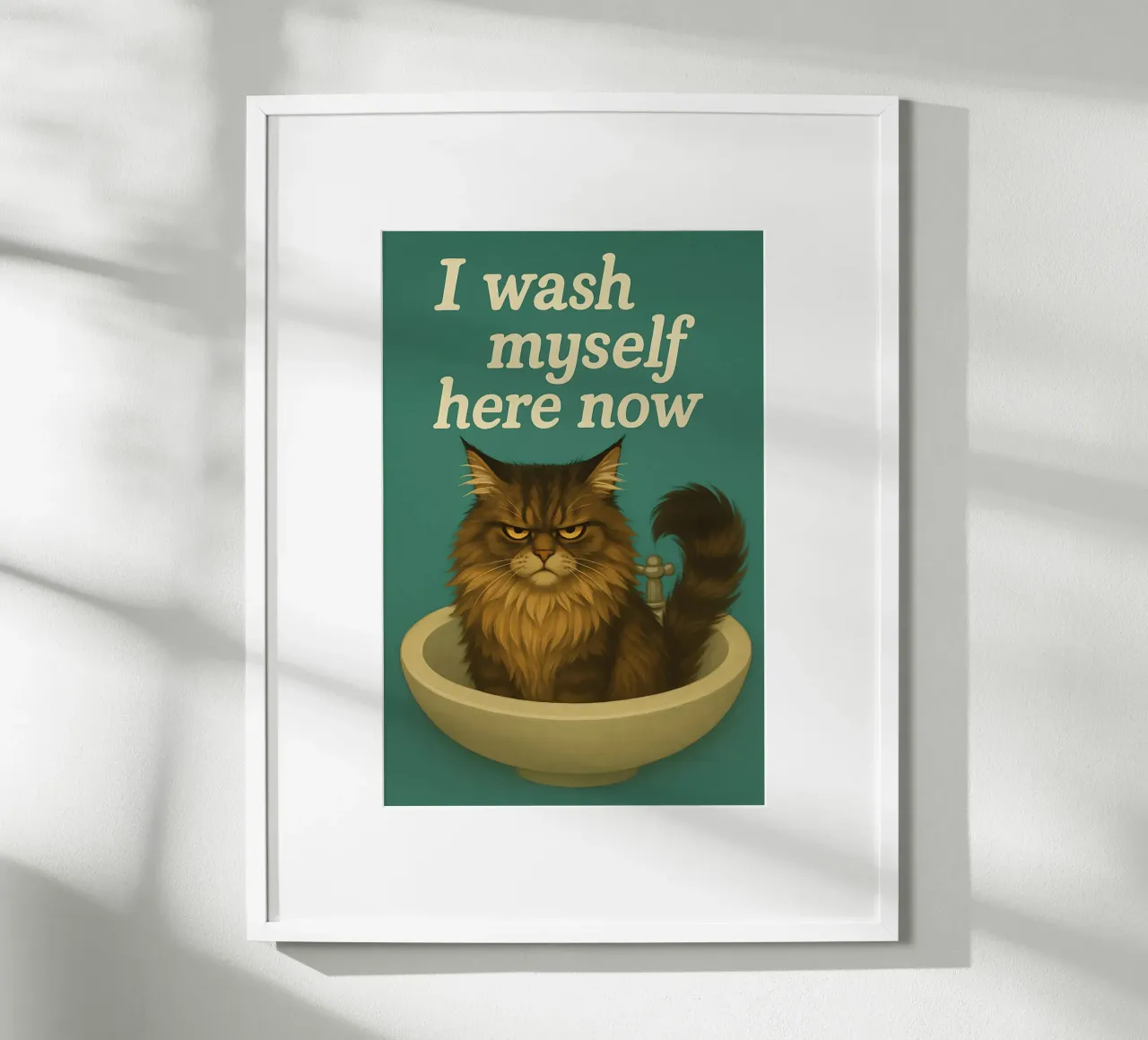 Funny Grumpy Maine Coon Cat Meme poster by Funny Humor Art