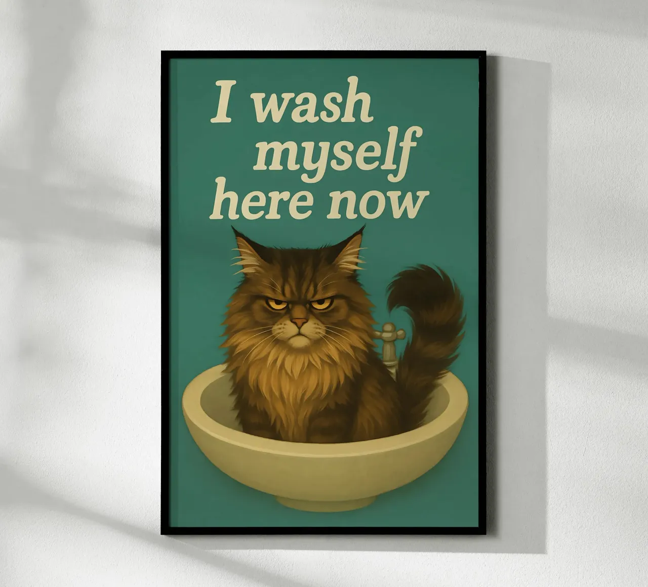 Funny Grumpy Maine Coon Cat Meme poster by Funny Humor Art