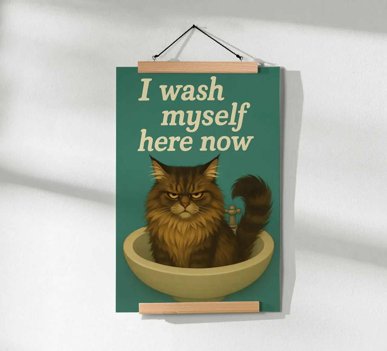 Funny Grumpy Maine Coon Cat Meme poster by Funny Humor Art