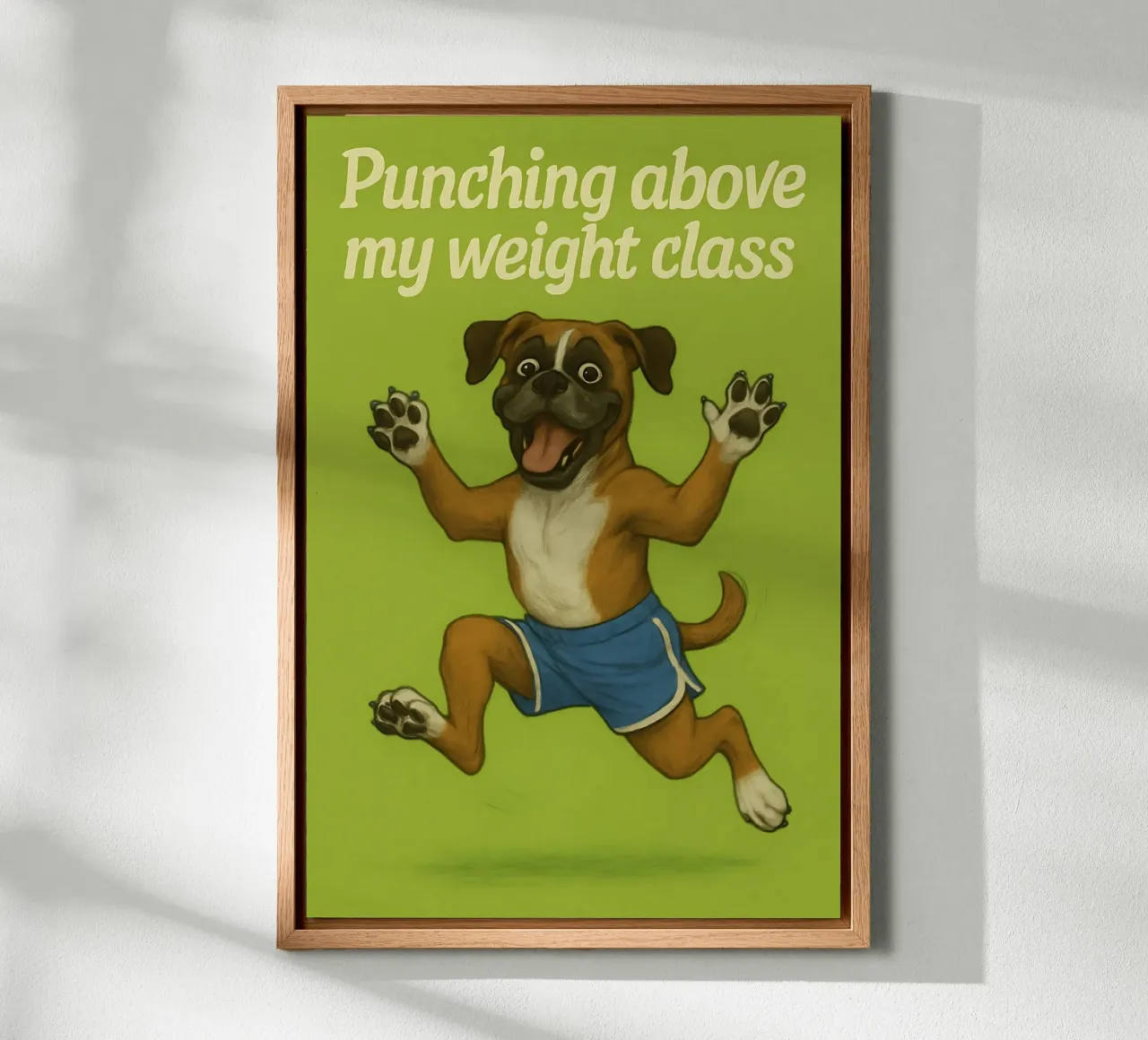 Grappige Boxer Hond Meme canvas met Baklijst van Funny Humor Art