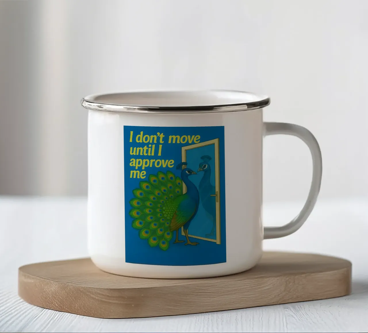 Meme divertente del pavone tazza in smalto da Funny Humor Art