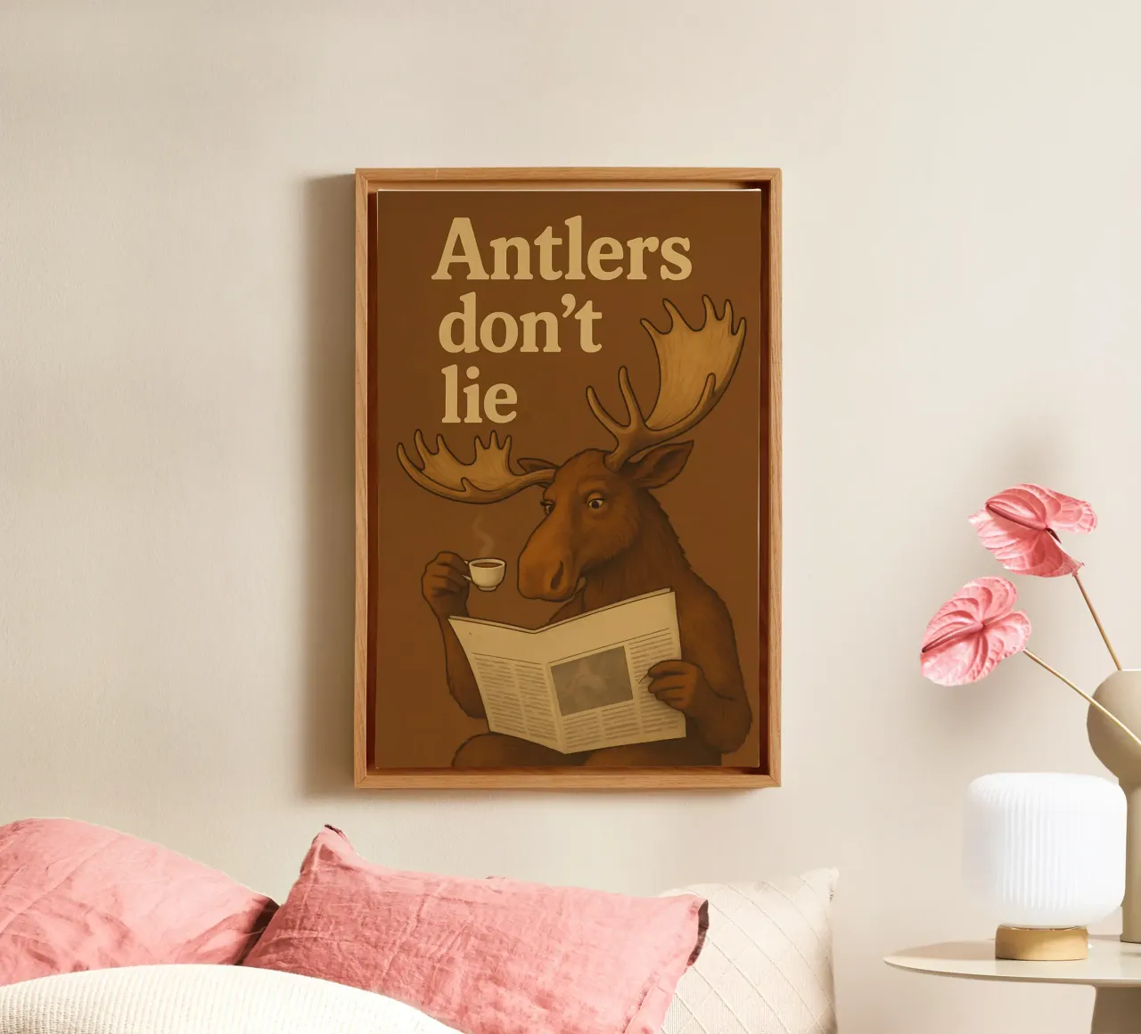 Funny Moose Meme canvas with Floater frame by Funny Humor Art