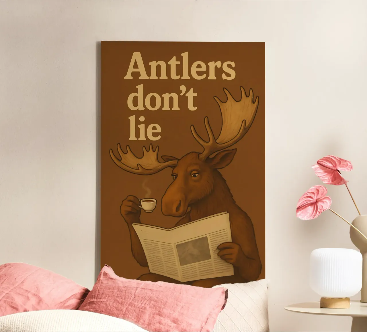 Funny Moose Meme canvas with Floater frame by Funny Humor Art