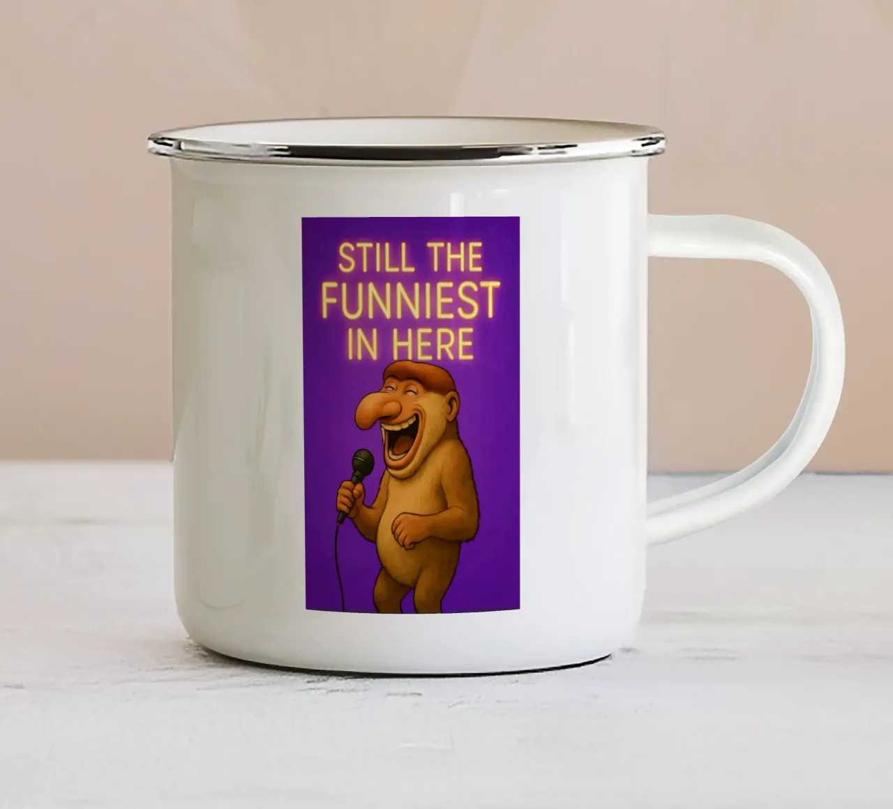 Funny Proboscis Monkey Meme tazza in smalto da Funny Humor Art