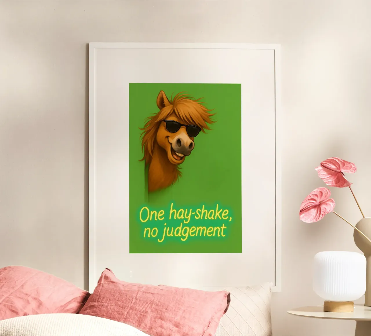 Meme divertente sui pony delle Highlands poster con telaio in legno da Funny Humor Art