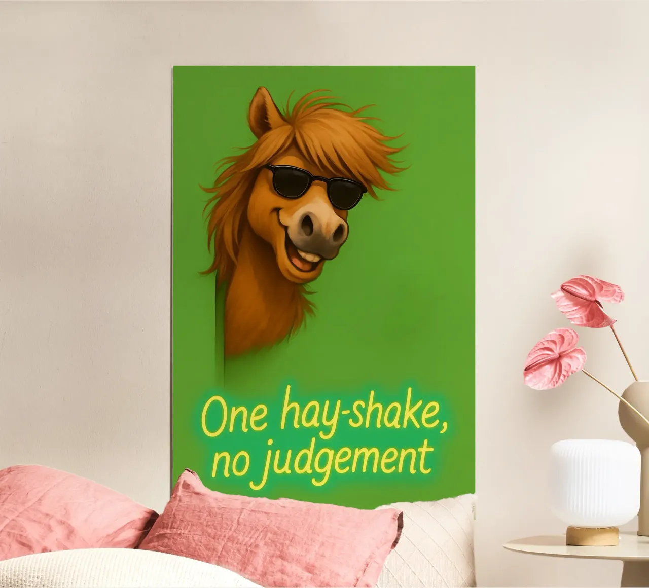 Meme divertente sui pony delle Highlands poster con telaio in legno da Funny Humor Art