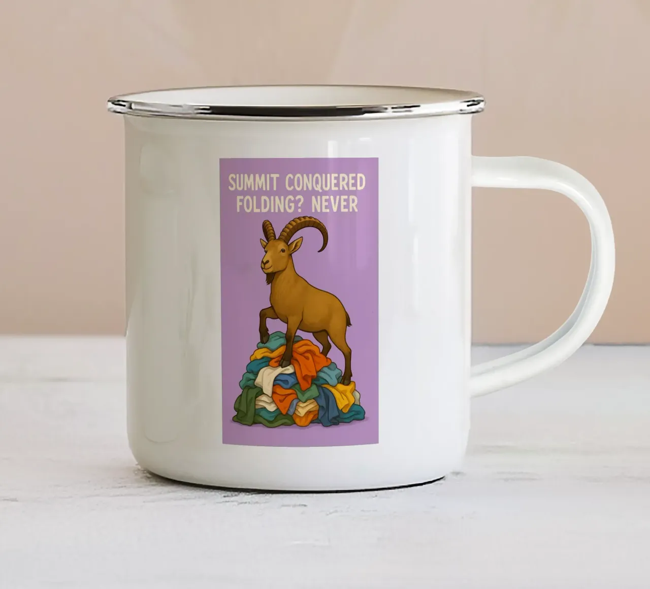 Meme divertente sullo stambecco tazza in smalto da Funny Humor Art