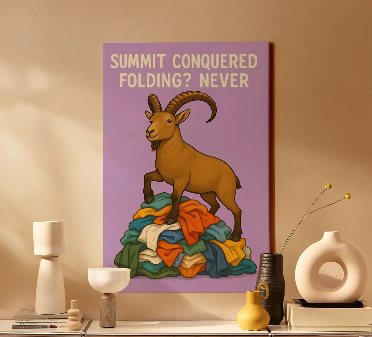Grappige steenbok meme canvas met Baklijst van Funny Humor Art