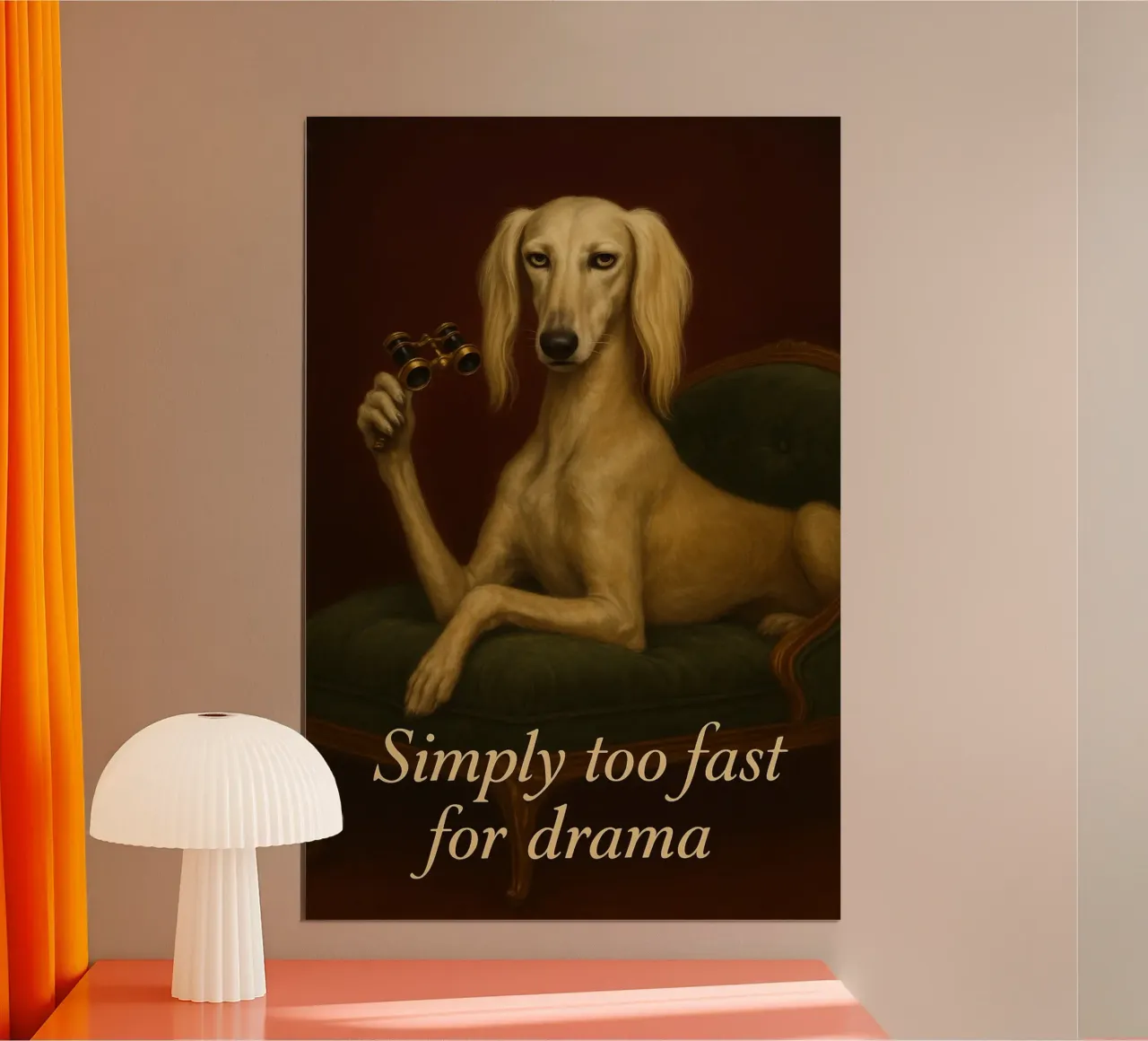 Meme divertente sul cane Saluki poster con telaio in plastica da Funny Humor Art