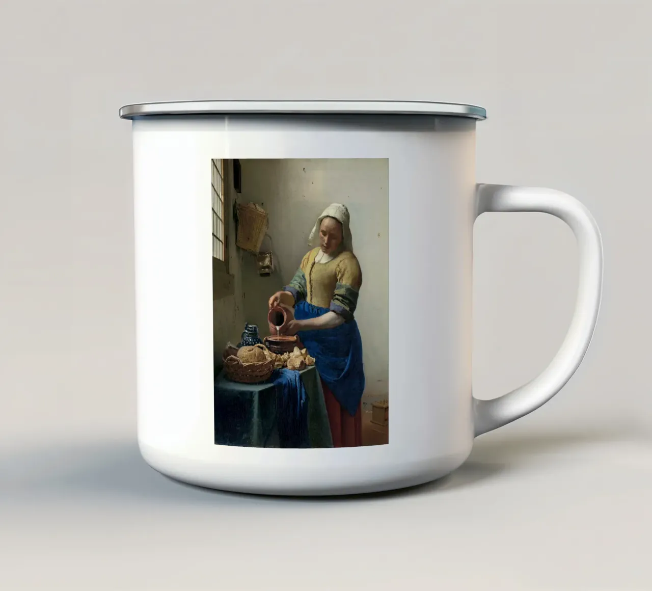 The Milkmaid - Johannes Vermeer tazza in smalto da apoloprints