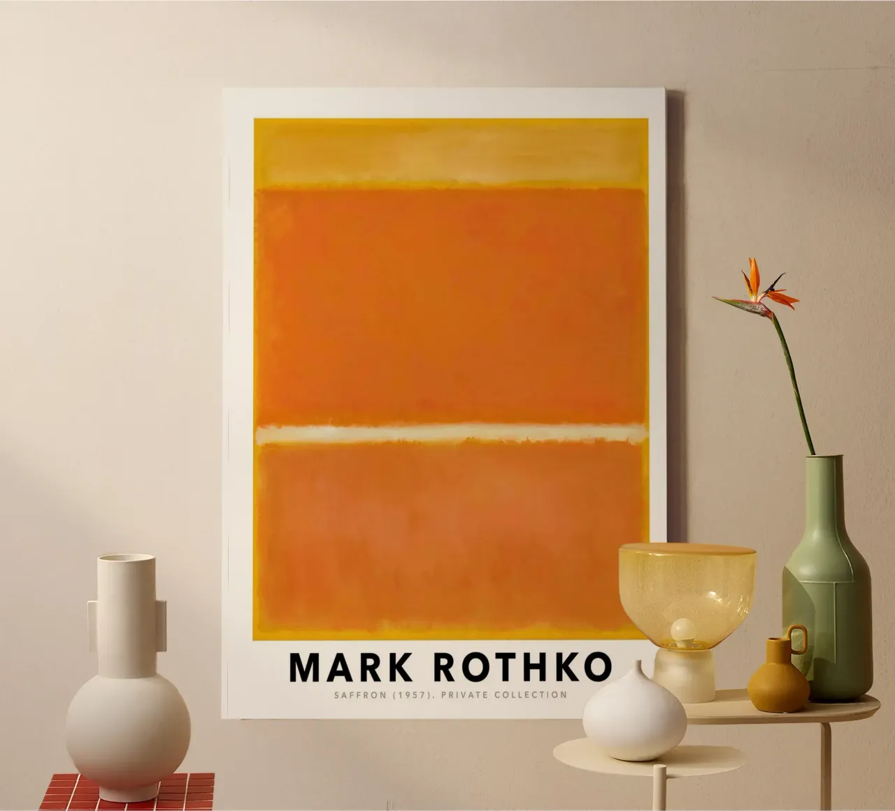 Mark Rothko Oranje Geel Saffraan 1957 canvas met Baklijst van Spencershop