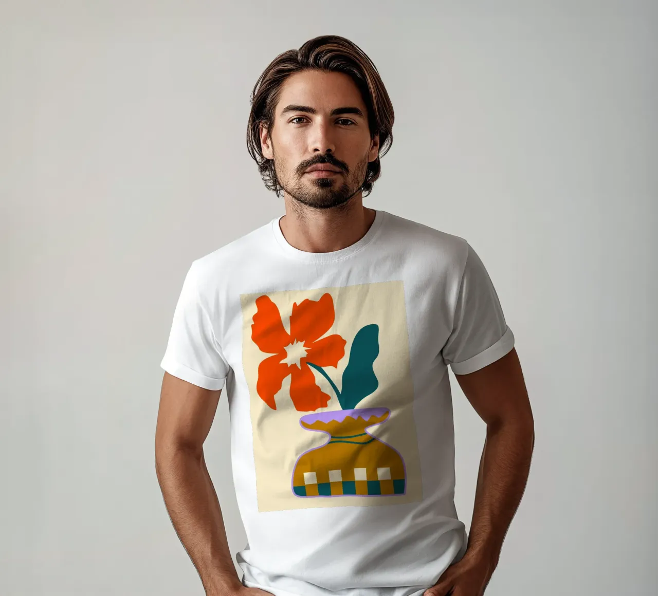 Bold Blooms in a Patterned Vase t-shirt by Kintsugi99