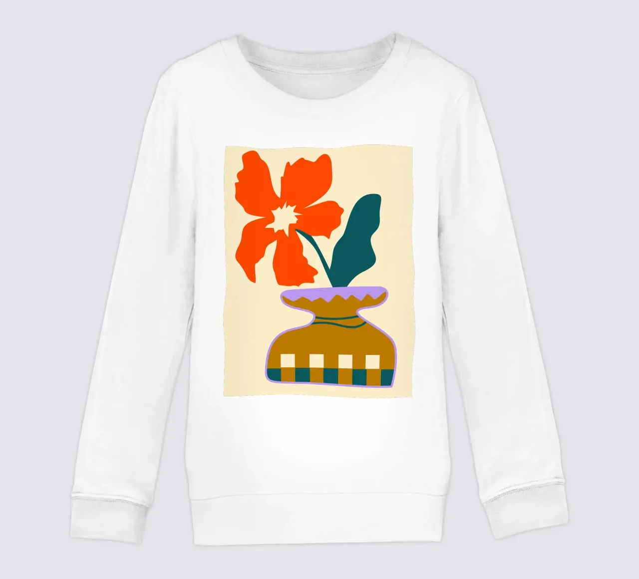 Kräftige Blüten in einer gemusterten Vase Kinder Sweatshirt von Kintsugi99