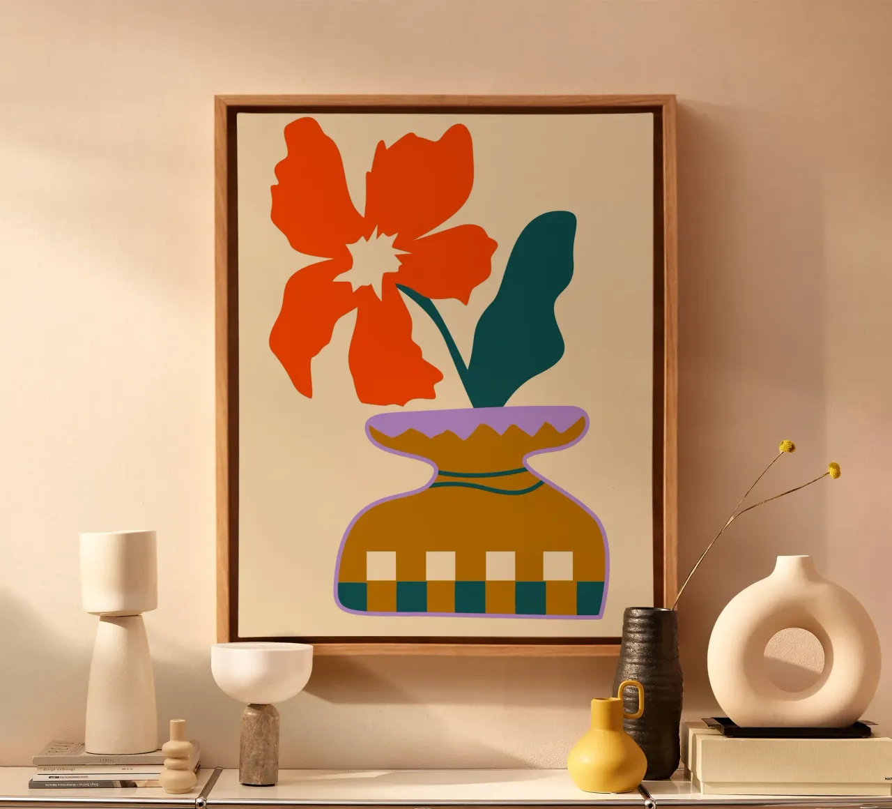 Bold Blooms in a Patterned Vase canvas by Kintsugi99