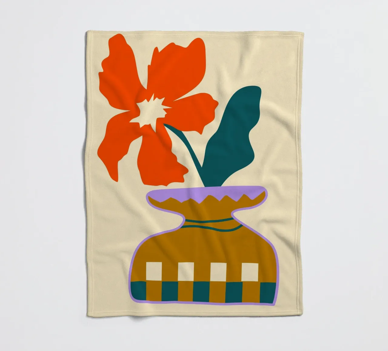 Bold Blooms in a Patterned Vase fleece blanket by Kintsugi99