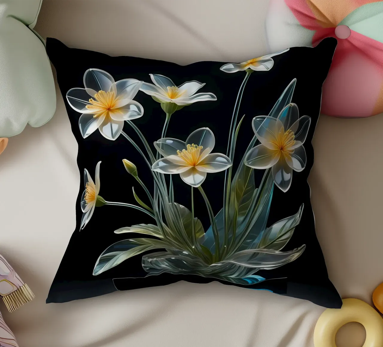 Blumen Gesteck Transparent cuscino da kosinsart.gallery