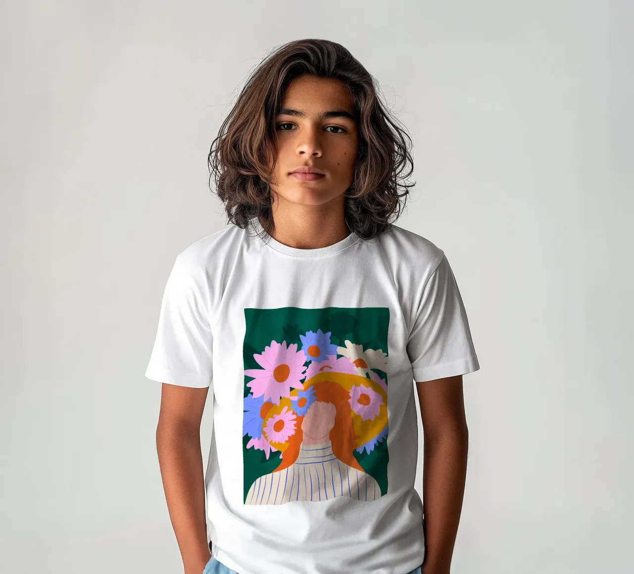 Goldener Hut & Wildblumen Kinder T-Shirt von Kintsugi99