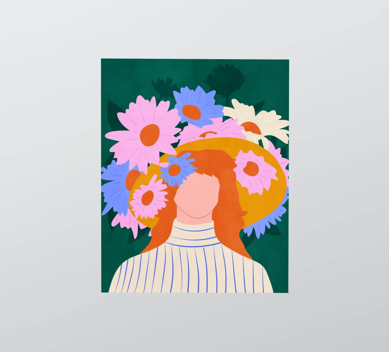 Gouden hoed & wilde bloemen sticker van Kintsugi99